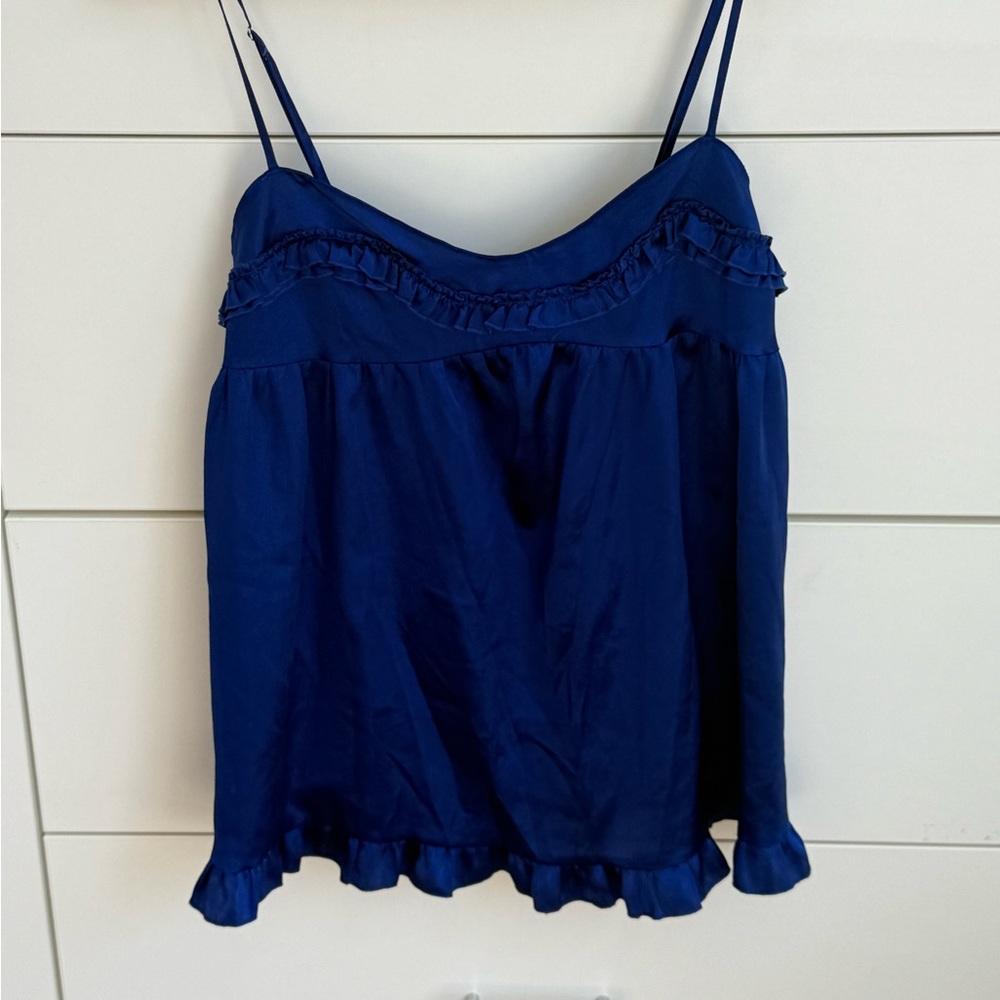Victoria's Secret Royal Blue Satin Ruffle Cami